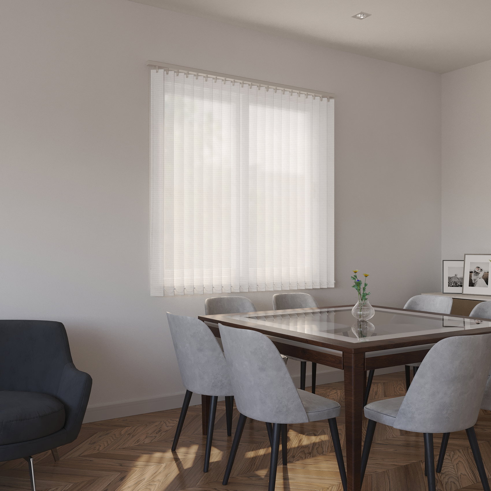 Verticales Velvet BLANCA, en perspectiva