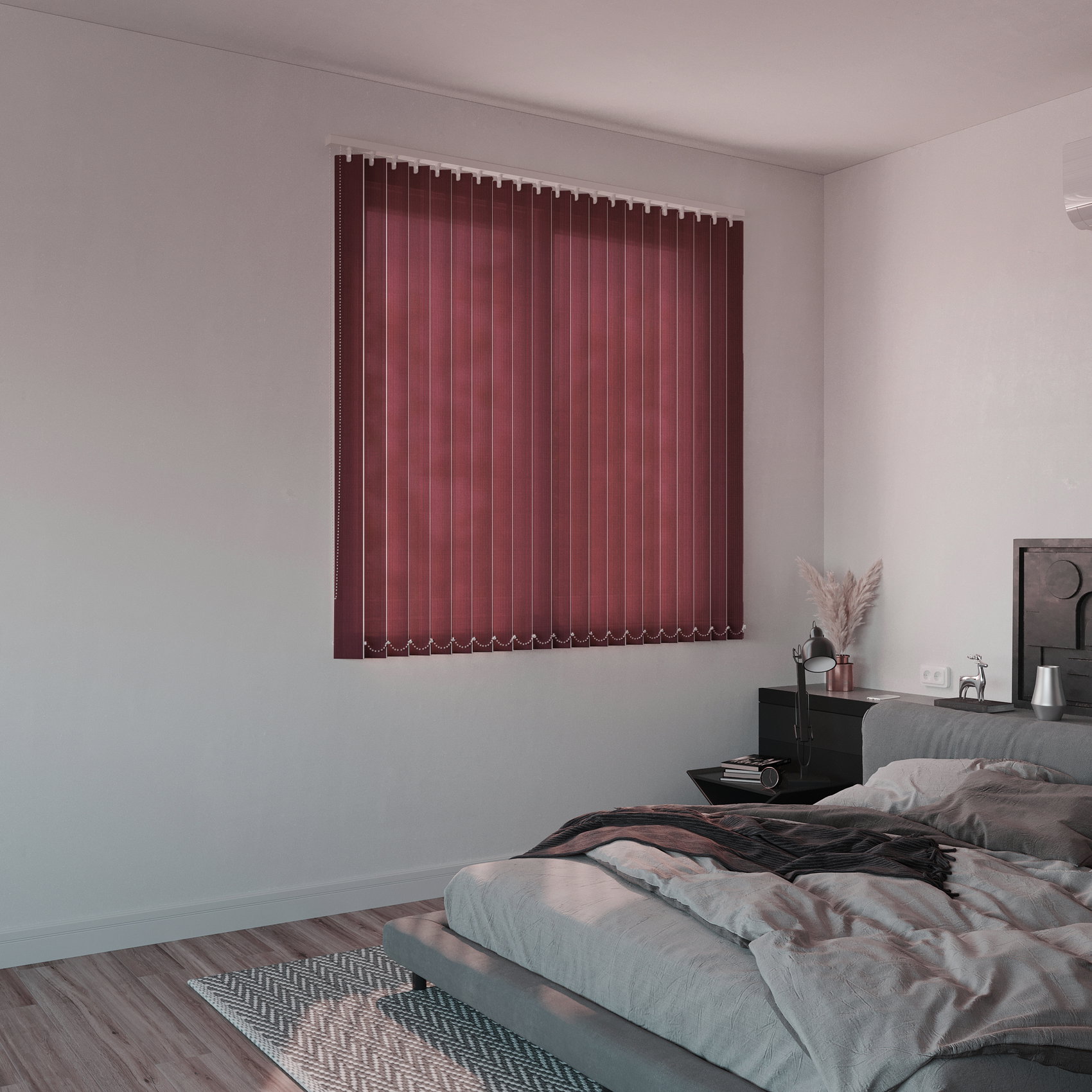 Verticales Velvet BORDO, en perspectiva